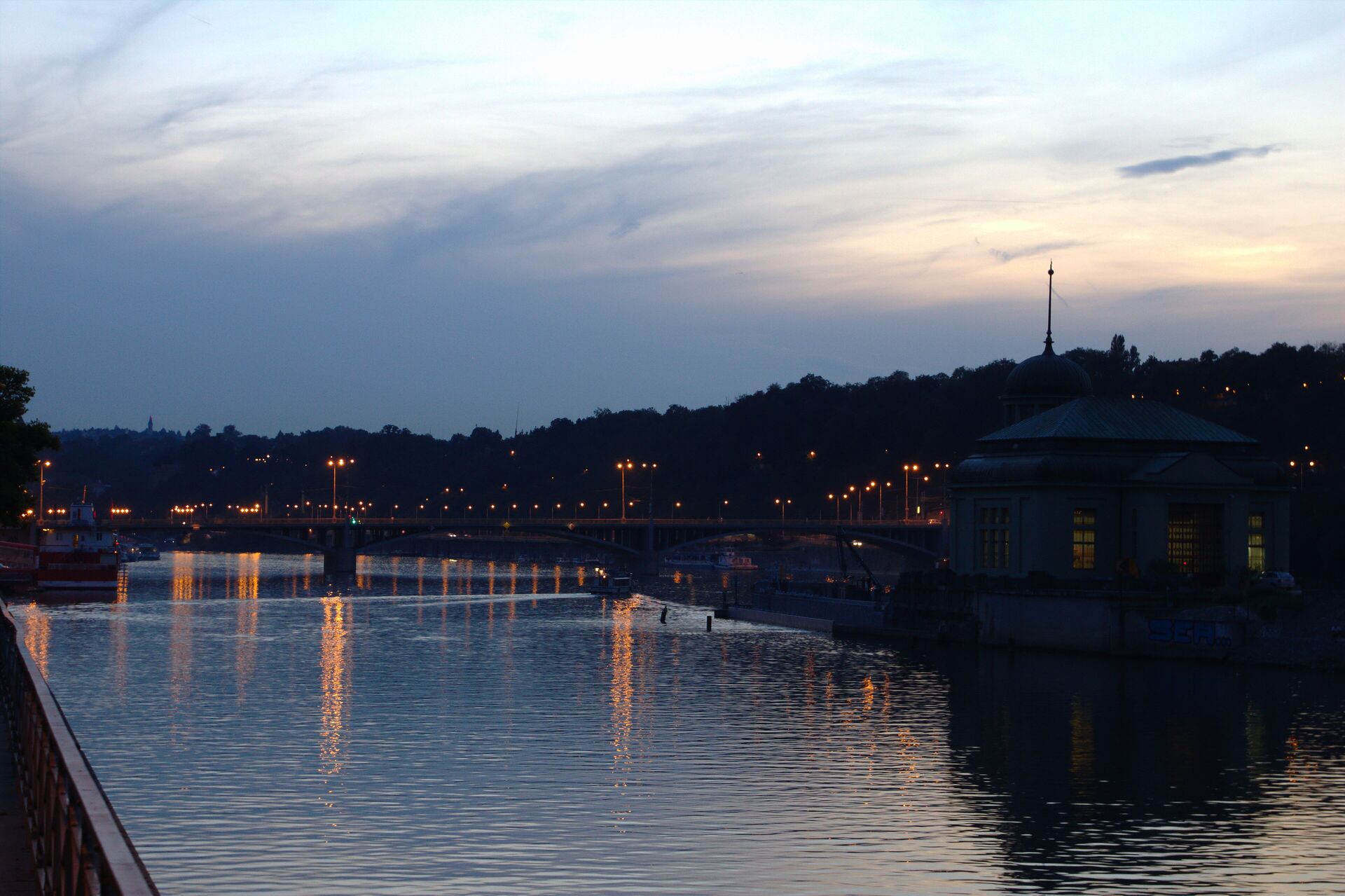 Evening view of the Vltava in Prague